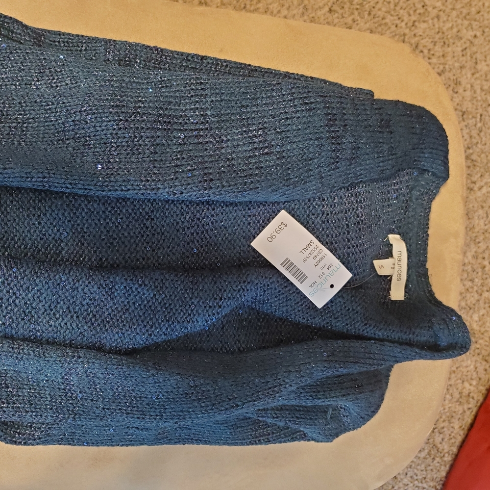 Sparkly Maurices Teal Cardigan S